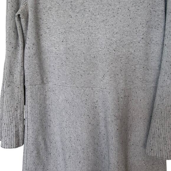Ann Taylor Women's Marled Gray Ribbed Dress Bell Sleeves Size Large - Picture 5 of 7